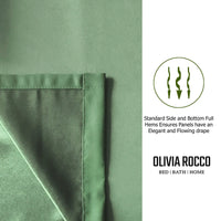 Diamante Sage Green Blackout Eyelet Curtains with Tie Backs Blackout Thermal Ring Top Window Dressings by OLIVIA ROCCO Curtain