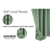 Diamante Sage Green Blackout Eyelet Curtains with Tie Backs Blackout Thermal Ring Top Window Dressings by OLIVIA ROCCO Curtain