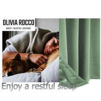 Diamante Sage Green Blackout Eyelet Curtains with Tie Backs Blackout Thermal Ring Top Window Dressings by OLIVIA ROCCO Curtain