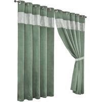 Diamante Sage Green Blackout Eyelet Curtains with Tie Backs Blackout Thermal Ring Top Window Dressings by OLIVIA ROCCO 66" (WIDTH) x 54" (DROP) / SAGE GREEN Curtain