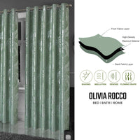 Leaf Sage Green Sparkle Blackout Curtains Super Soft Thermal Insulated Eyelet Drapes for Living Room & Bedroom 2 Panels by OLIVIA ROCCO Curtain