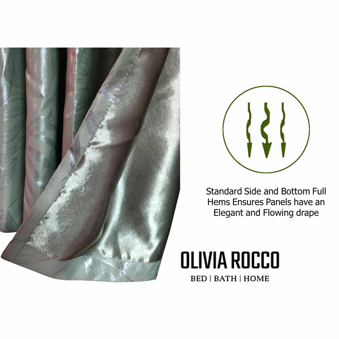 Leaf Sage Green Sparkle Blackout Curtains Super Soft Thermal Insulated Eyelet Drapes for Living Room & Bedroom 2 Panels by OLIVIA ROCCO Curtain