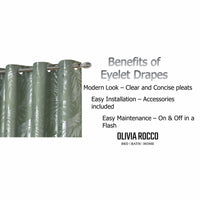 Leaf Sage Green Sparkle Blackout Curtains Super Soft Thermal Insulated Eyelet Drapes for Living Room & Bedroom 2 Panels by OLIVIA ROCCO Curtain
