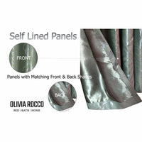 Leaf Sage Green Sparkle Blackout Curtains Super Soft Thermal Insulated Eyelet Drapes for Living Room & Bedroom 2 Panels by OLIVIA ROCCO Curtain