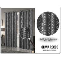 Geometric Silver Sparkle Blackout Curtains Soft Thermal Insulated Eyelet Ring Top Living Room & Bedroom Drapes by OLIVIA ROCCO Curtain