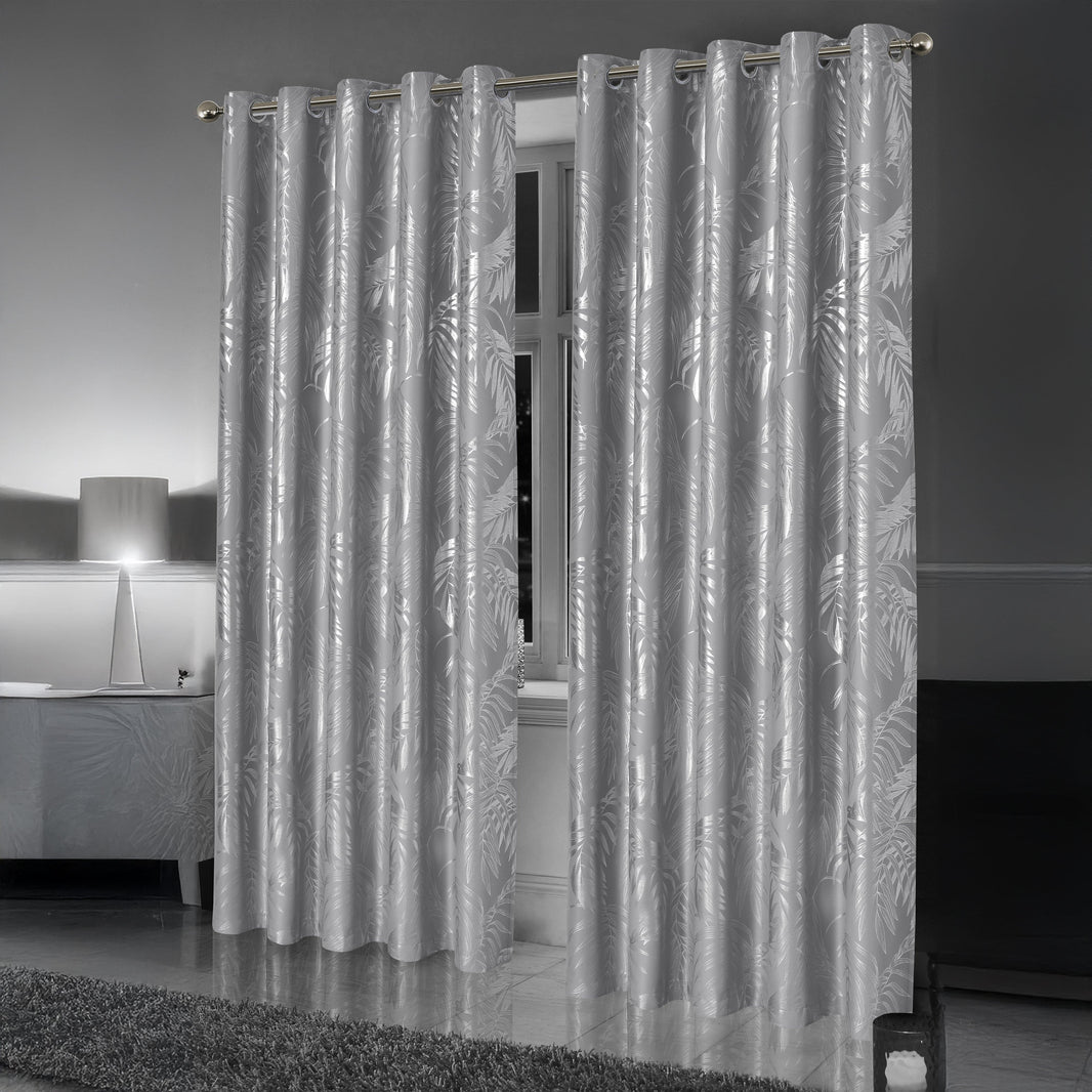 Leaf Silver Sparkle Blackout Curtains Super Soft Thermal Insulated Eyelet Drapes for Living Room & Bedroom 2 Panels by OLIVIA ROCCO Curtain