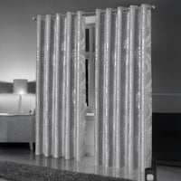 Leaf Silver Sparkle Blackout Curtains Super Soft Thermal Insulated Eyelet Drapes for Living Room & Bedroom 2 Panels by OLIVIA ROCCO Curtain