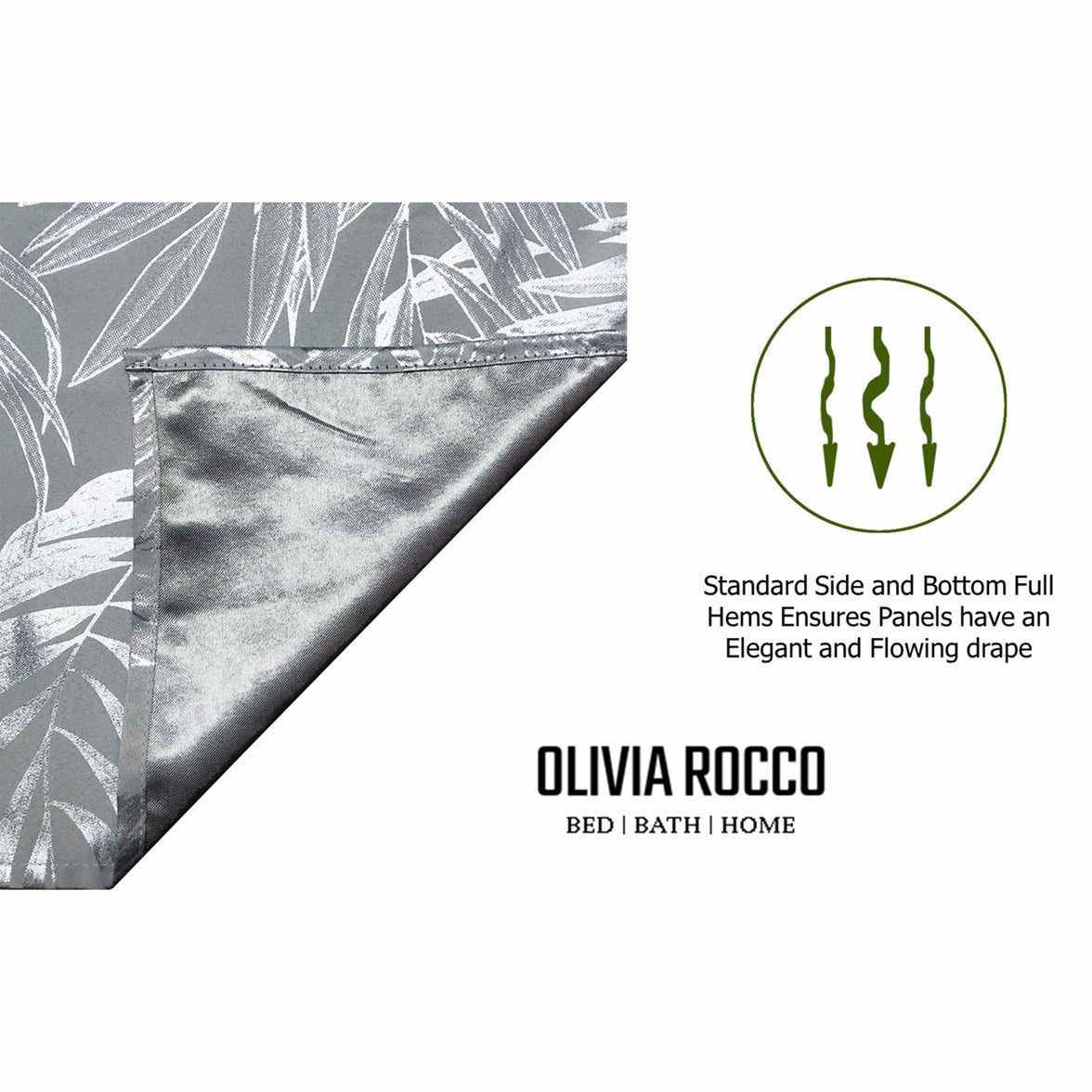 Leaf Silver Sparkle Blackout Curtains Super Soft Thermal Insulated Eyelet Drapes for Living Room & Bedroom 2 Panels by OLIVIA ROCCO Curtain
