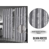 Leaf Silver Sparkle Blackout Curtains Super Soft Thermal Insulated Eyelet Drapes for Living Room & Bedroom 2 Panels by OLIVIA ROCCO Curtain