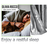 Leaf Silver Sparkle Blackout Curtains Super Soft Thermal Insulated Eyelet Drapes for Living Room & Bedroom 2 Panels by OLIVIA ROCCO Curtain