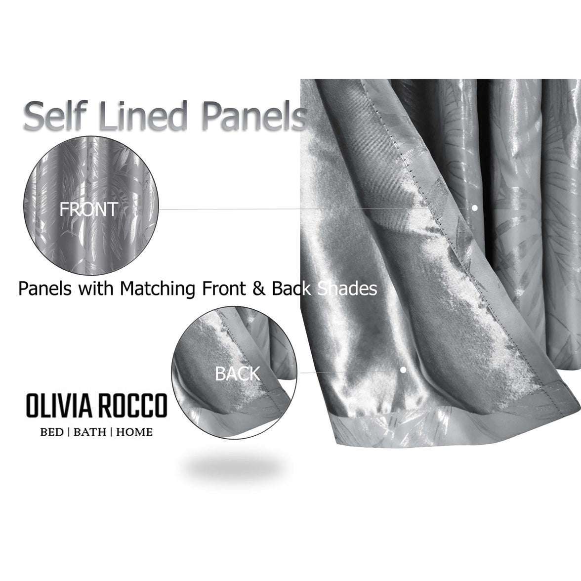 Leaf Silver Sparkle Blackout Curtains Super Soft Thermal Insulated Eyelet Drapes for Living Room & Bedroom 2 Panels by OLIVIA ROCCO Curtain