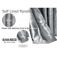 Leaf Silver Sparkle Blackout Curtains Super Soft Thermal Insulated Eyelet Drapes for Living Room & Bedroom 2 Panels by OLIVIA ROCCO Curtain