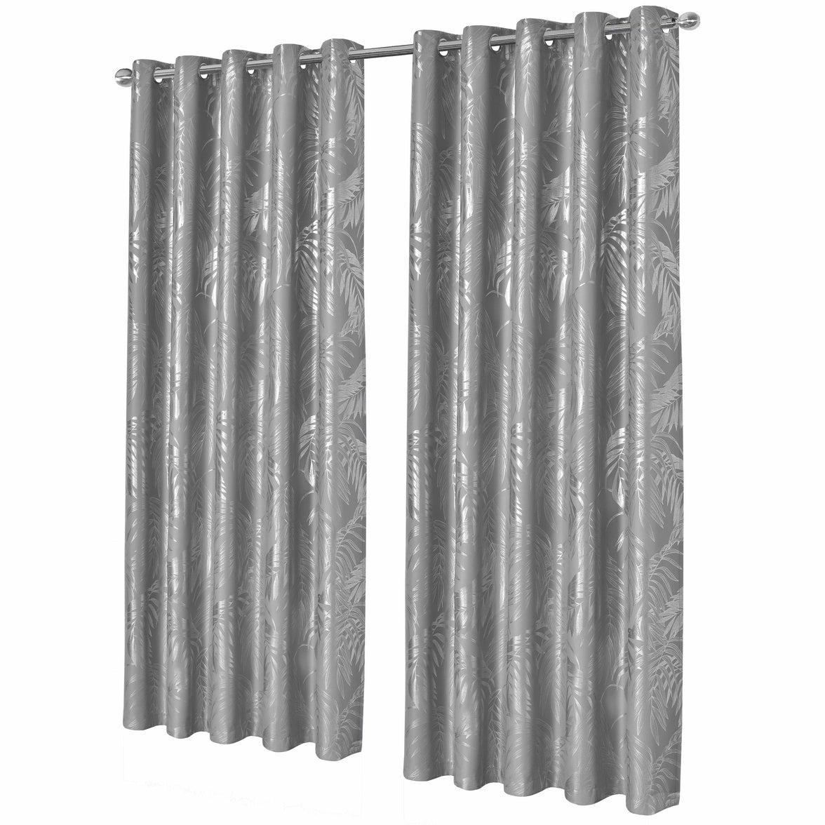 Leaf Silver Sparkle Blackout Curtains Super Soft Thermal Insulated Eyelet Drapes for Living Room & Bedroom 2 Panels by OLIVIA ROCCO 66" (WIDTH) x 54" (DROP) / SILVER Curtain