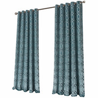 Luxe Geo Velvet Eyelet Curtains Teal Thermal Insulated Soundproof Light Blocking Drapes for Bedroom & Lounge by OLIVIA ROCCO 66" (WIDTH) x 54" (DROP) / TEAL Curtain