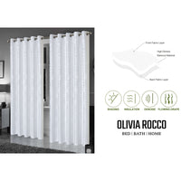 Geometric White Sparkle Blackout Curtains Soft Thermal Insulated Eyelet Ring Top Living Room & Bedroom Drapes by OLIVIA ROCCO Curtain