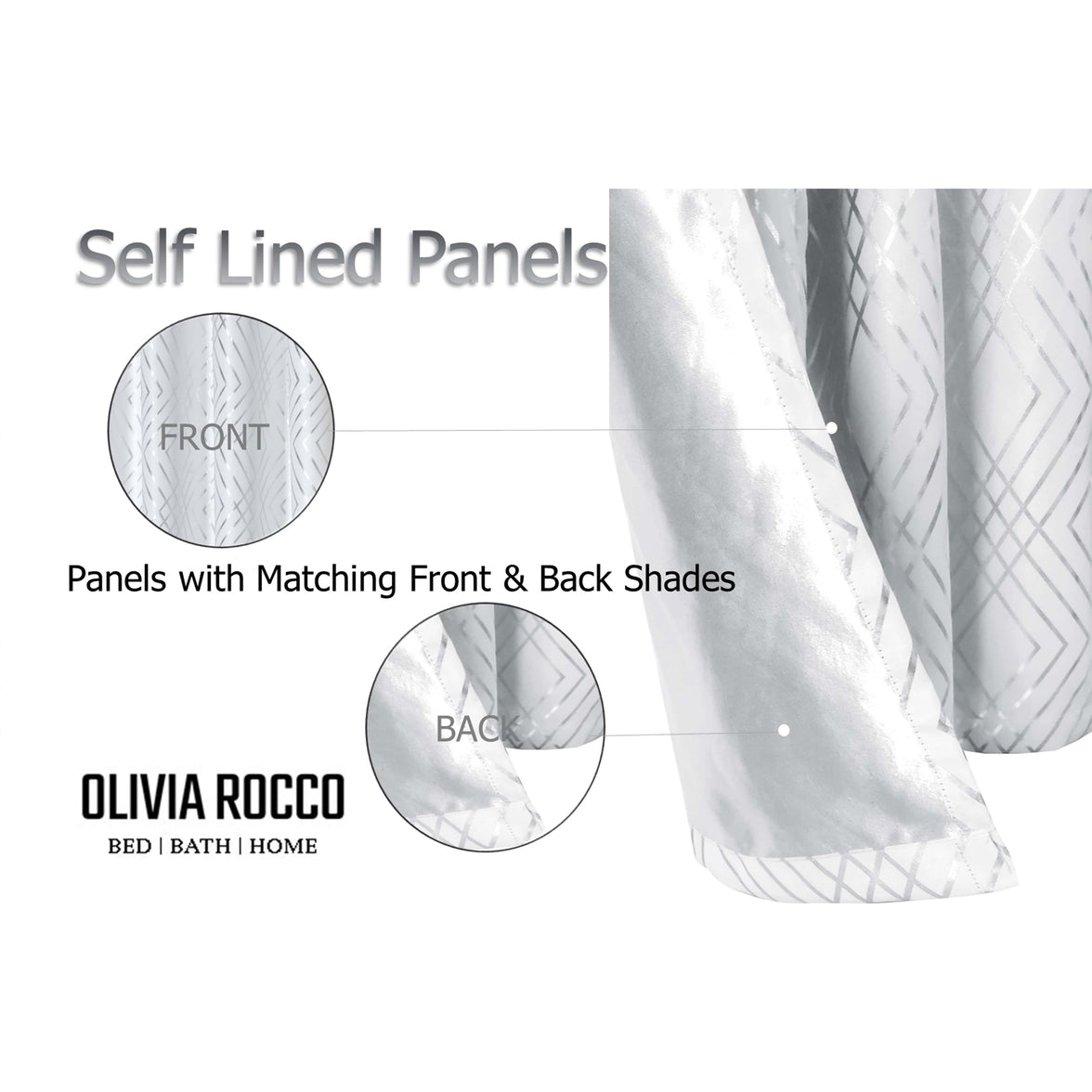 Geometric White Sparkle Blackout Curtains Soft Thermal Insulated Eyelet Ring Top Living Room & Bedroom Drapes by OLIVIA ROCCO Curtain