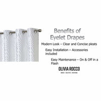 Geometric White Sparkle Blackout Curtains Soft Thermal Insulated Eyelet Ring Top Living Room & Bedroom Drapes by OLIVIA ROCCO Curtain