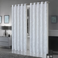 Leaf White Sparkle Blackout Curtains Super Soft Thermal Insulated Eyelet Drapes for Living Room & Bedroom 2 Panels by OLIVIA ROCCO Curtain