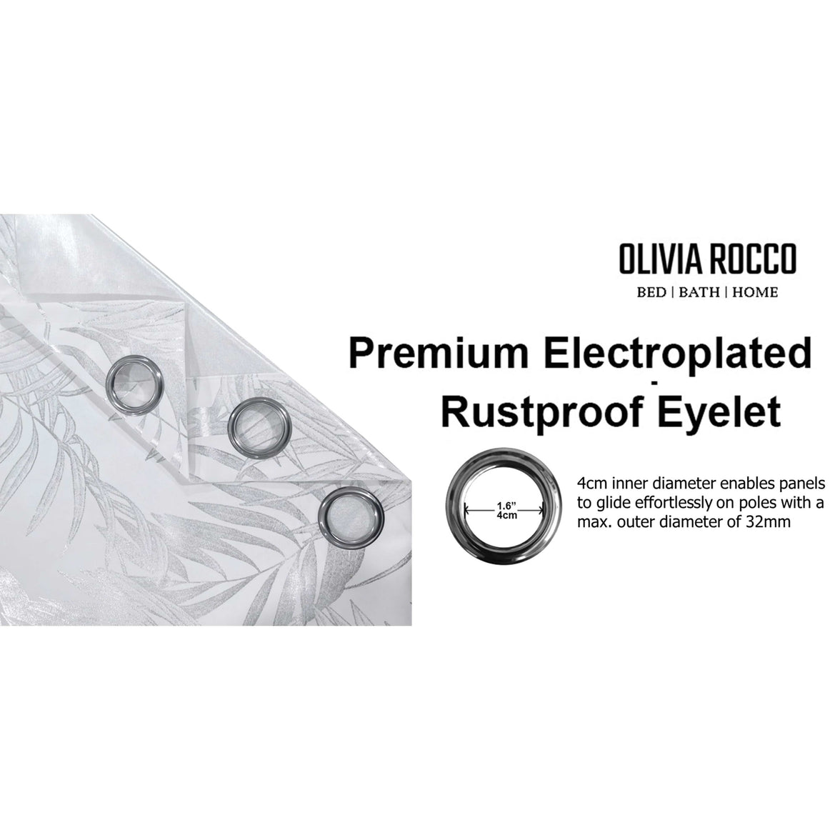 Leaf White Sparkle Blackout Curtains Super Soft Thermal Insulated Eyelet Drapes for Living Room & Bedroom 2 Panels by OLIVIA ROCCO Curtain
