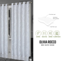 Leaf White Sparkle Blackout Curtains Super Soft Thermal Insulated Eyelet Drapes for Living Room & Bedroom 2 Panels by OLIVIA ROCCO Curtain