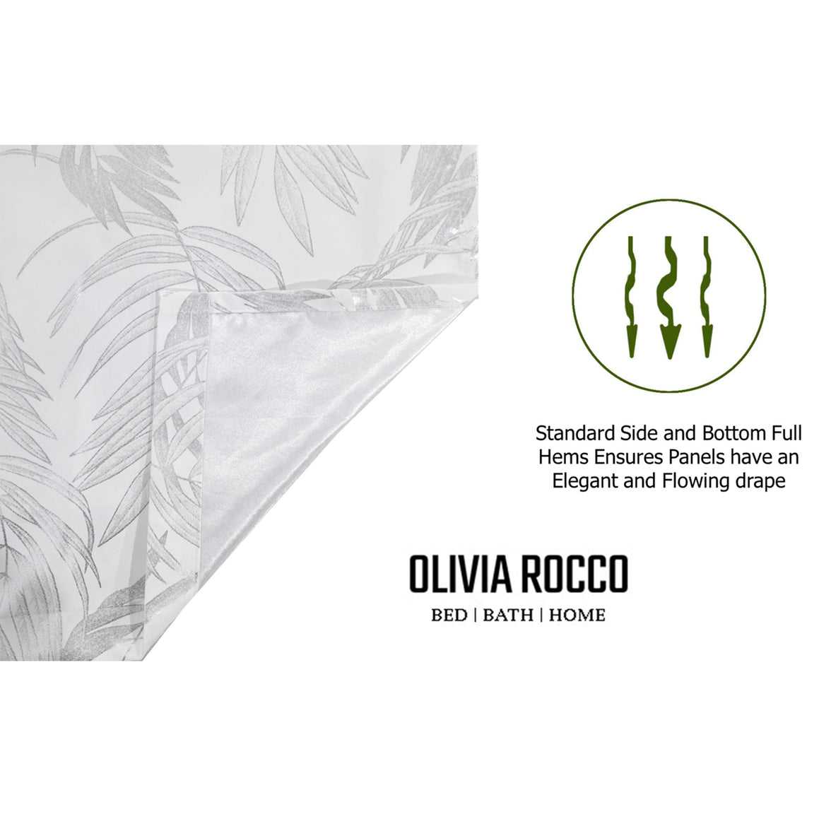 Leaf White Sparkle Blackout Curtains Super Soft Thermal Insulated Eyelet Drapes for Living Room & Bedroom 2 Panels by OLIVIA ROCCO Curtain