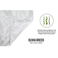 Leaf White Sparkle Blackout Curtains Super Soft Thermal Insulated Eyelet Drapes for Living Room & Bedroom 2 Panels by OLIVIA ROCCO Curtain