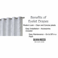 Leaf White Sparkle Blackout Curtains Super Soft Thermal Insulated Eyelet Drapes for Living Room & Bedroom 2 Panels by OLIVIA ROCCO Curtain