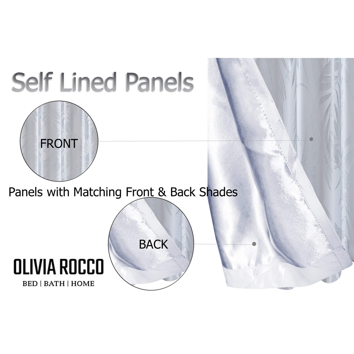 Leaf White Sparkle Blackout Curtains Super Soft Thermal Insulated Eyelet Drapes for Living Room & Bedroom 2 Panels by OLIVIA ROCCO Curtain