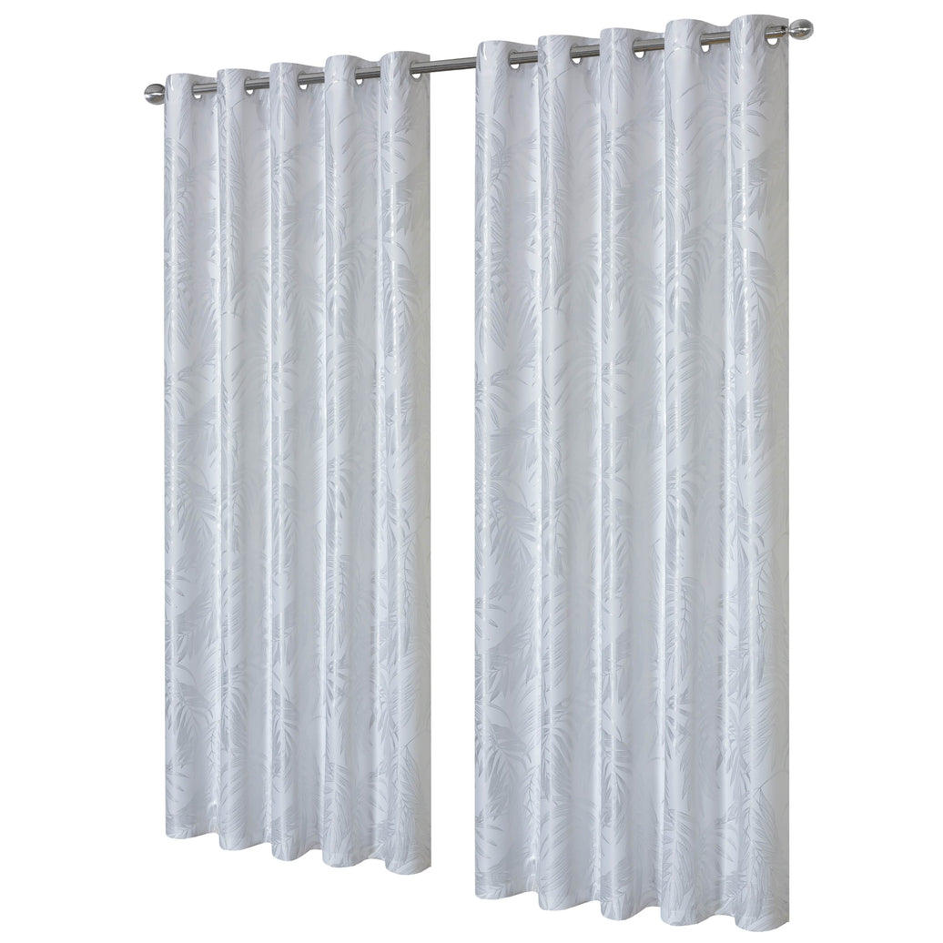 Leaf White Sparkle Blackout Curtains Super Soft Thermal Insulated Eyelet Drapes for Living Room & Bedroom 2 Panels by OLIVIA ROCCO 66" (WIDTH) x 54" (DROP) / WHITE Curtain