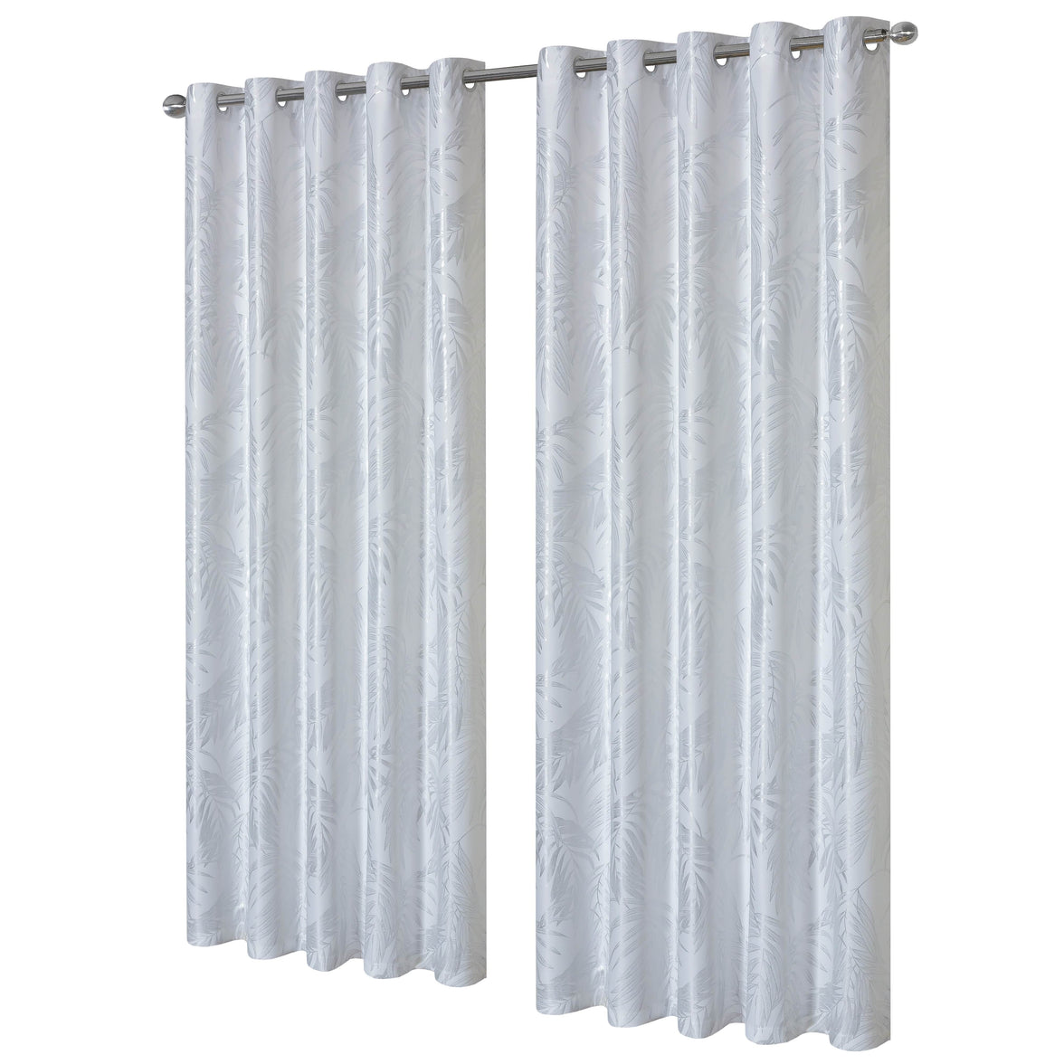 Leaf White Sparkle Blackout Curtains Super Soft Thermal Insulated Eyelet Drapes for Living Room & Bedroom 2 Panels by OLIVIA ROCCO 66" (WIDTH) x 54" (DROP) / WHITE Curtain