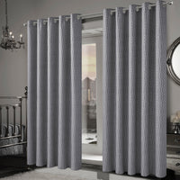 Paris Eyelet Jacquard Curtains Grey Geometric Pattern Thermal Insulated Light Blocking for Bedroom Lounge by OLIVIA ROCCO Curtain