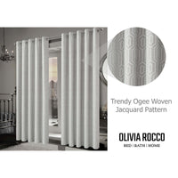 Paris Eyelet Jacquard Curtains Natural Geometric Pattern Thermal Insulated Light Blocking for Bedroom Lounge by OLIVIA ROCCO Curtain