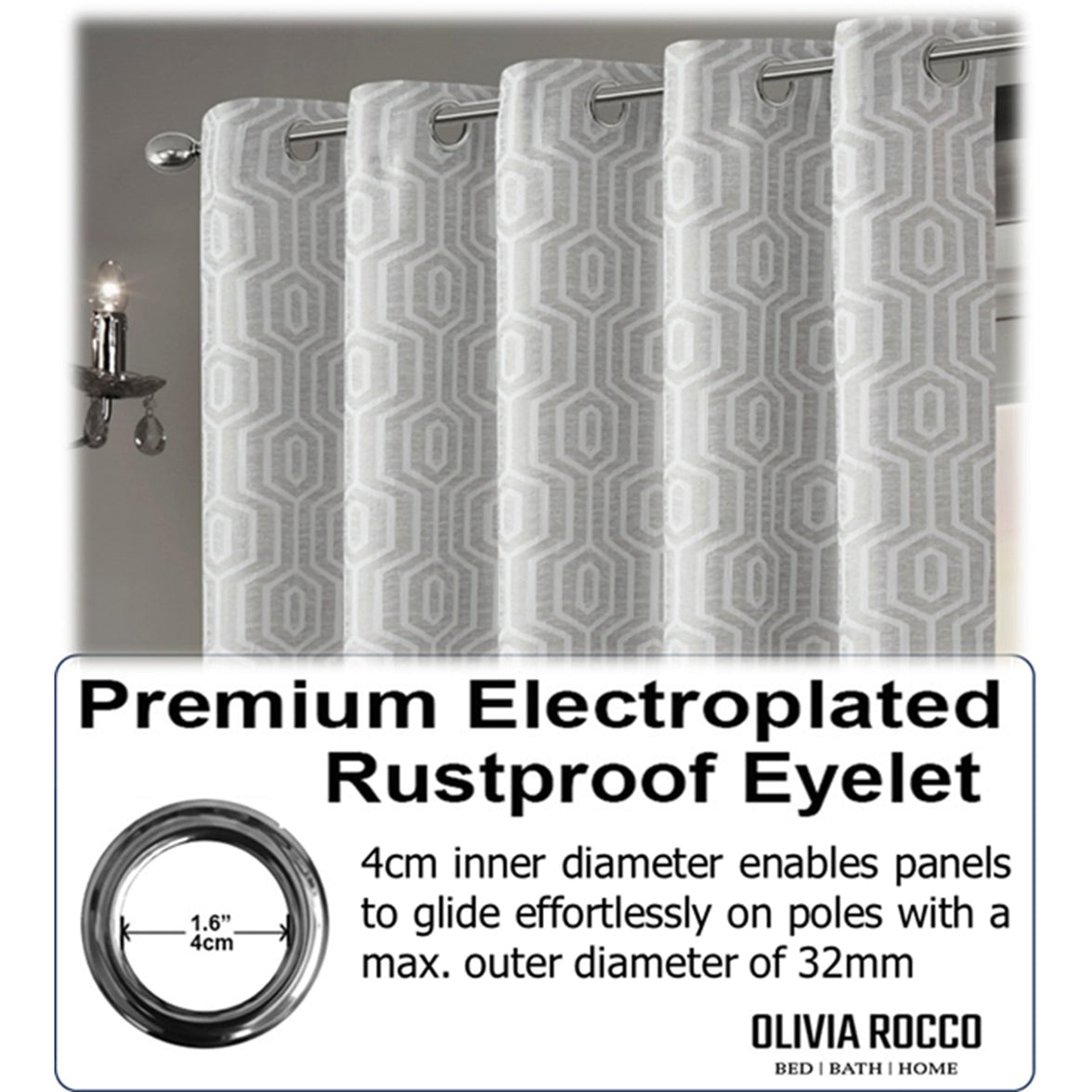 Paris Eyelet Jacquard Curtains Natural Geometric Pattern Thermal Insulated Light Blocking for Bedroom Lounge by OLIVIA ROCCO Curtain