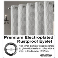 Paris Eyelet Jacquard Curtains Natural Geometric Pattern Thermal Insulated Light Blocking for Bedroom Lounge by OLIVIA ROCCO Curtain