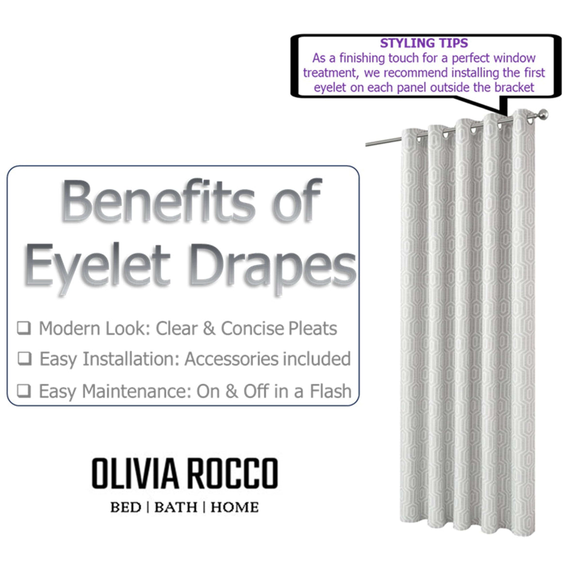 Paris Eyelet Jacquard Curtains Natural Geometric Pattern Thermal Insulated Light Blocking for Bedroom Lounge by OLIVIA ROCCO Curtain