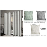 Paris Eyelet Jacquard Curtains Natural Geometric Pattern Thermal Insulated Light Blocking for Bedroom Lounge by OLIVIA ROCCO Curtain