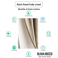 Paris Eyelet Jacquard Curtains Natural Geometric Pattern Thermal Insulated Light Blocking for Bedroom Lounge by OLIVIA ROCCO Curtain