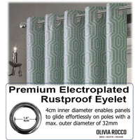 Paris Eyelet Jacquard Curtains Sage Green Geometric Pattern Thermal Insulated Light Blocking for Bedroom Lounge by OLIVIA ROCCO Curtain