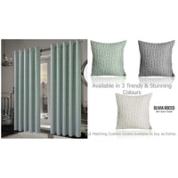 Paris Eyelet Jacquard Curtains Sage Green Geometric Pattern Thermal Insulated Light Blocking for Bedroom Lounge by OLIVIA ROCCO Curtain