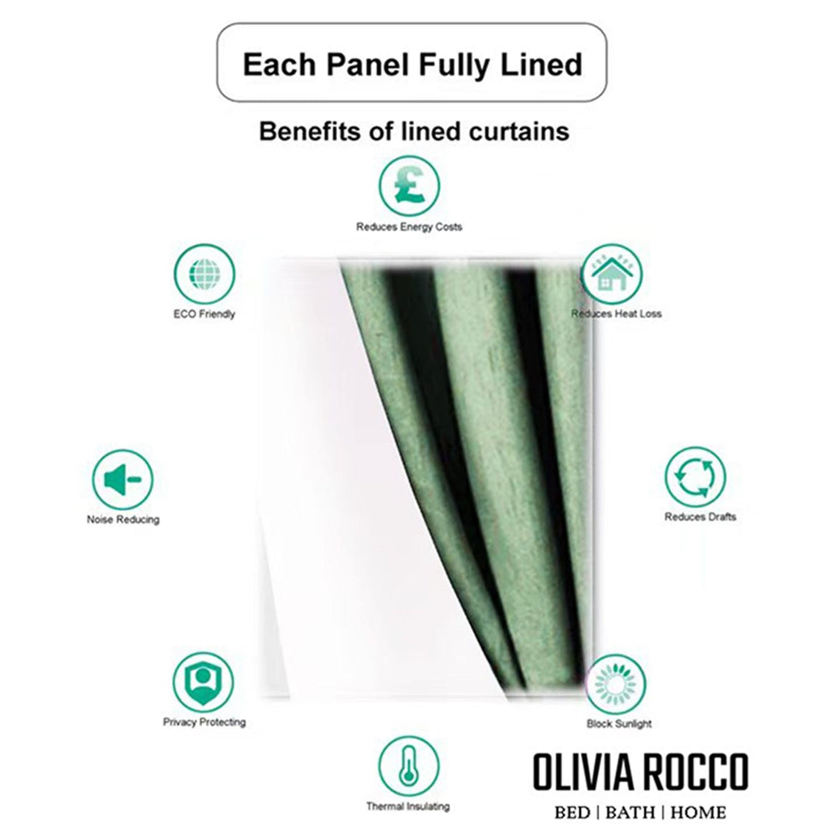 Paris Eyelet Jacquard Curtains Sage Green Geometric Pattern Thermal Insulated Light Blocking for Bedroom Lounge by OLIVIA ROCCO Curtain