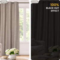 OLIVIA ROCCO Blackout Linen Eyelet Curtains 2 Panel Set Thermal Insulated Noise Reducing Window Drapes For Home And Bedroom Curtain