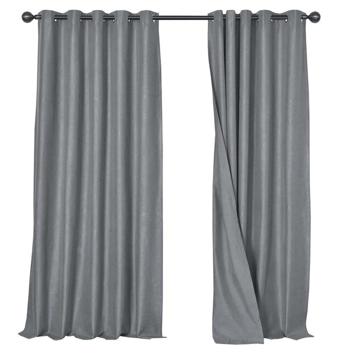 OLIVIA ROCCO Blackout Linen Eyelet Curtains 2 Panel Set Thermal Insulated Noise Reducing Window Drapes For Home And Bedroom GREY / 66" (WIDTH) x 72" (DROP) Curtain
