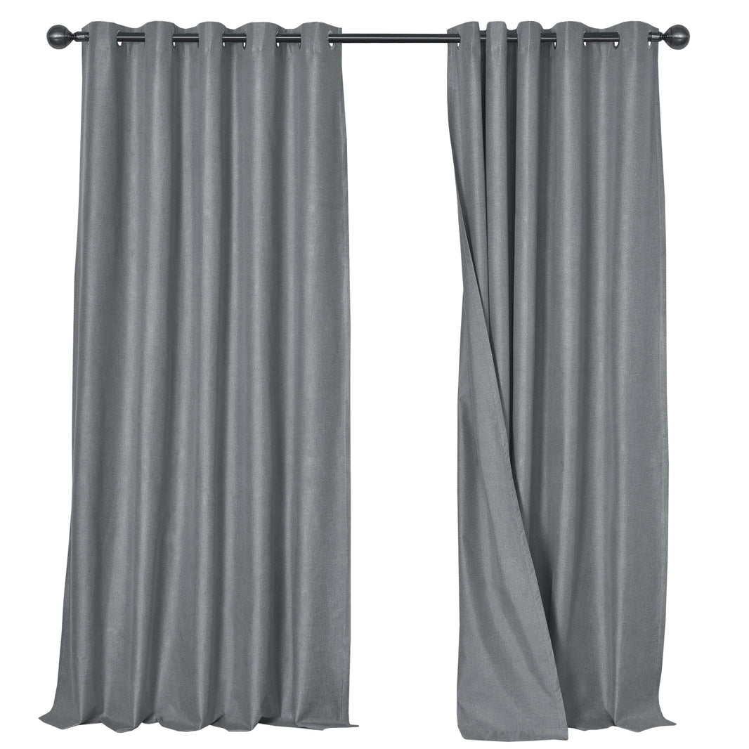 OLIVIA ROCCO Blackout Linen Eyelet Curtains 2 Panel Set Thermal Insulated Noise Reducing Window Drapes For Home And Bedroom GREY / 66" (WIDTH) x 72" (DROP) Curtain