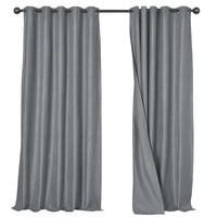 OLIVIA ROCCO Blackout Linen Eyelet Curtains 2 Panel Set Thermal Insulated Noise Reducing Window Drapes For Home And Bedroom GREY / 66" (WIDTH) x 72" (DROP) Curtain