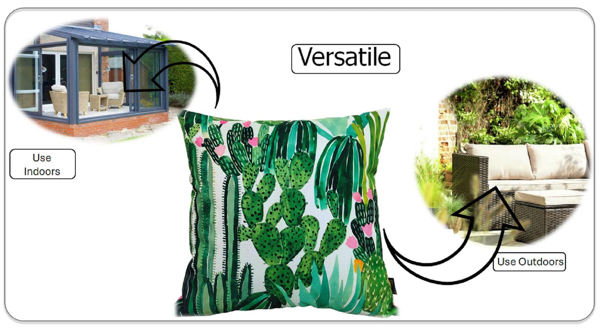 Cactus Waterproof Outdoor Cushions 43 x 43 cm Weather-Resistant Polyester for Patio Garden Bench Sofa Indoor Living Room Durable Stylish by OLIVIA ROCCO 43 x 43 cm / CACTUS Cushions