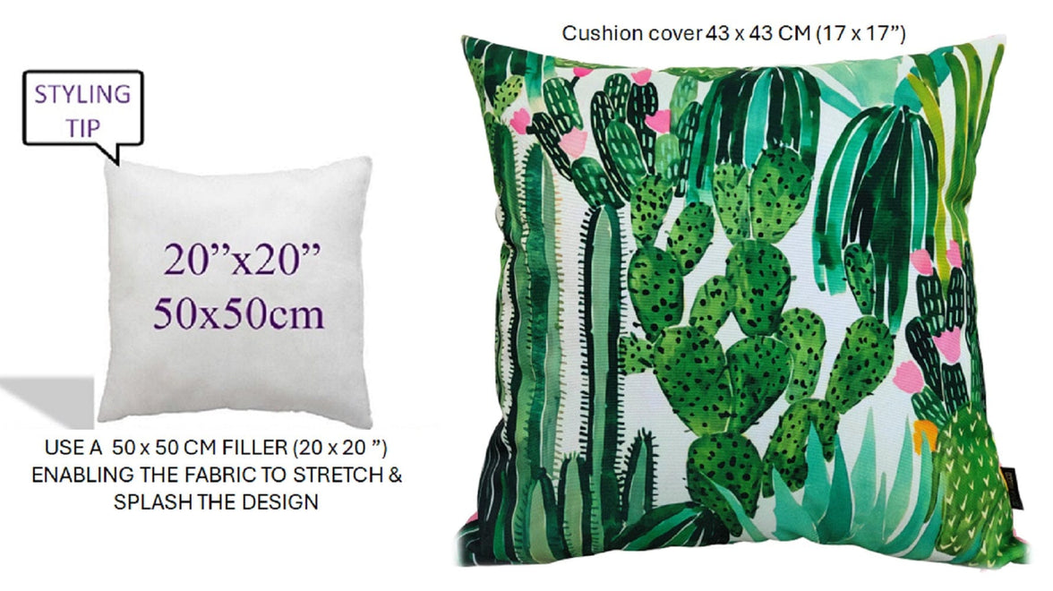 Cactus Waterproof Outdoor Cushions 43 x 43 cm Weather-Resistant Polyester for Patio Garden Bench Sofa Indoor Living Room Durable Stylish by OLIVIA ROCCO 43 x 43 cm / CACTUS Cushions