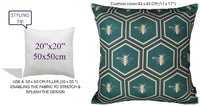Emerald Bees Weather-Resistant Waterproof Outdoor Cushions for Patio Garden Sofa or Indoor Seating by OLIVIA ROCCO 43 x 43 cm / EMERALD BEES Cushions