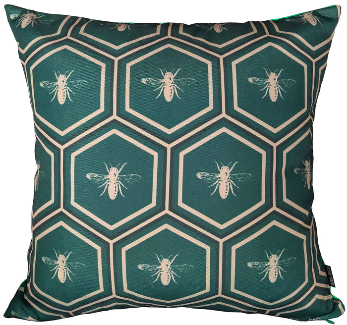 Emerald Bees Weather-Resistant Waterproof Outdoor Cushions for Patio Garden Sofa or Indoor Seating by OLIVIA ROCCO 43 x 43 cm / EMERALD BEES Cushions