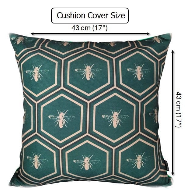 Emerald Bees Weather-Resistant Waterproof Outdoor Cushions for Patio Garden Sofa or Indoor Seating by OLIVIA ROCCO 43 x 43 cm / EMERALD BEES Cushions