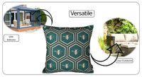 Emerald Bees Weather-Resistant Waterproof Outdoor Cushions for Patio Garden Sofa or Indoor Seating by OLIVIA ROCCO 43 x 43 cm / EMERALD BEES Cushions